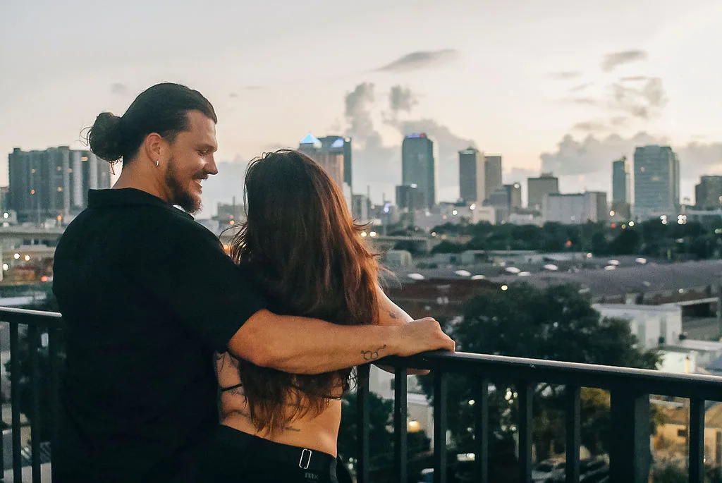 Couple overlooking the Tampa skyline