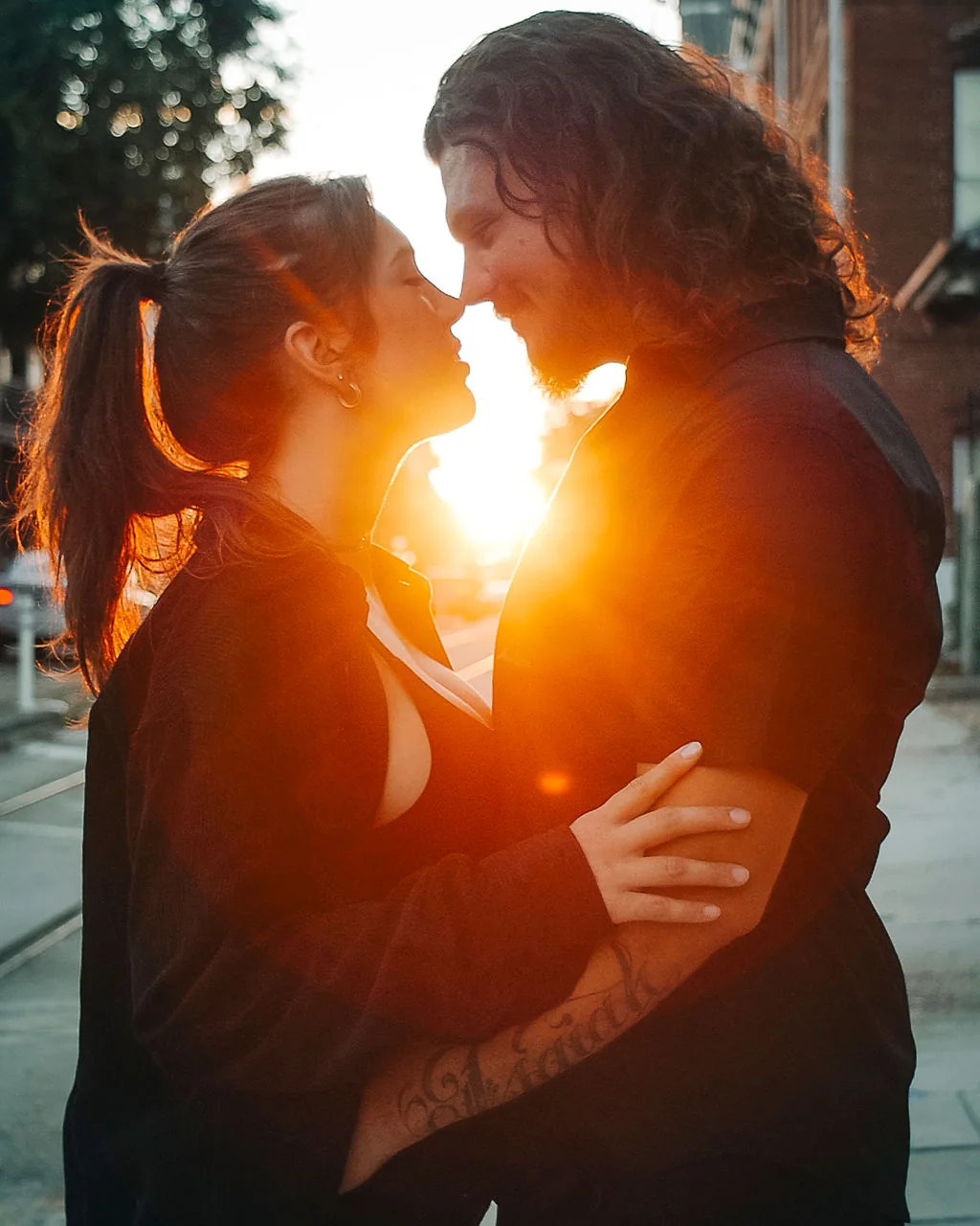 Couple portrait at sunset in Ybor City